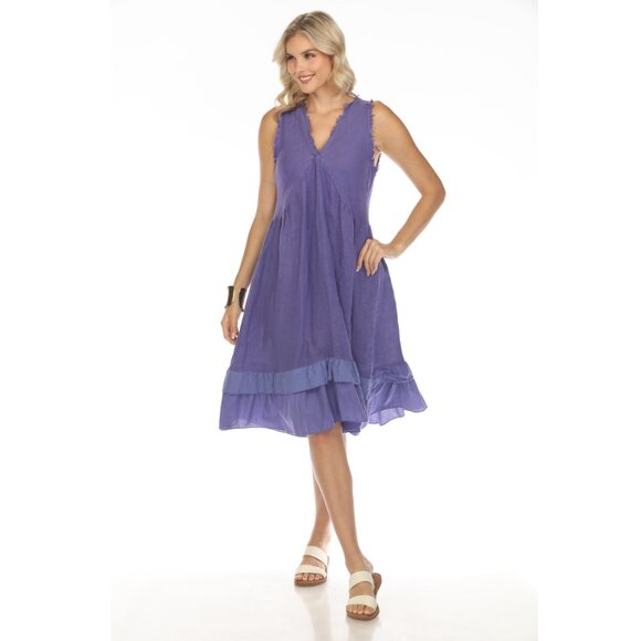 Purple Frayed Style Ruffle Hem Dress - Picture 2 of 13